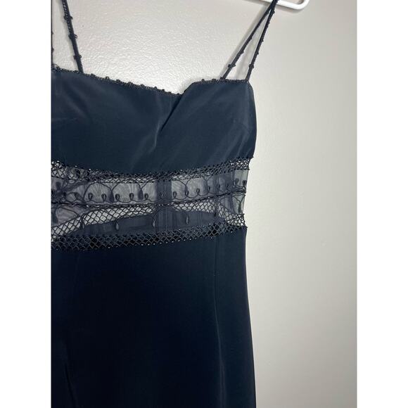 Cache Black Lace Sheer Waist Cocktail Mini Dress Vintage Y2K Evening Dress. sz 8 - Picture 4 of 9